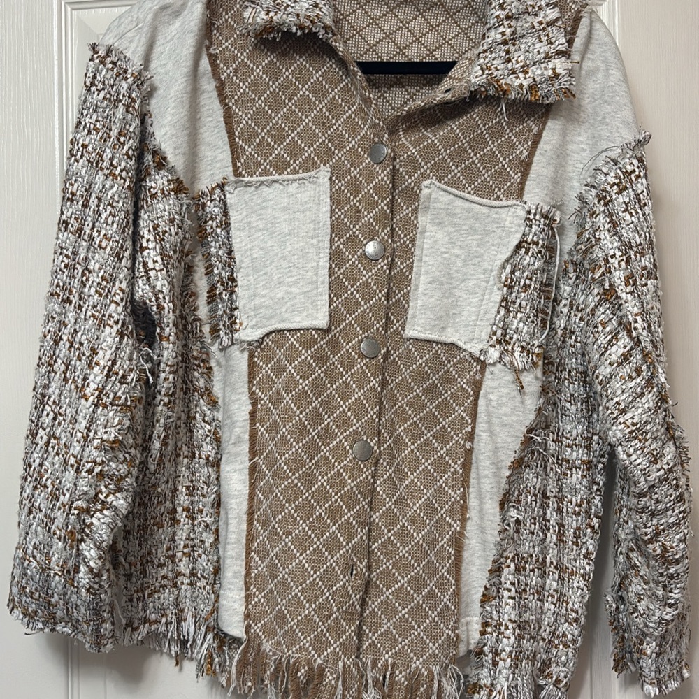 Miss Me Brown and Cream Button Down Shirt